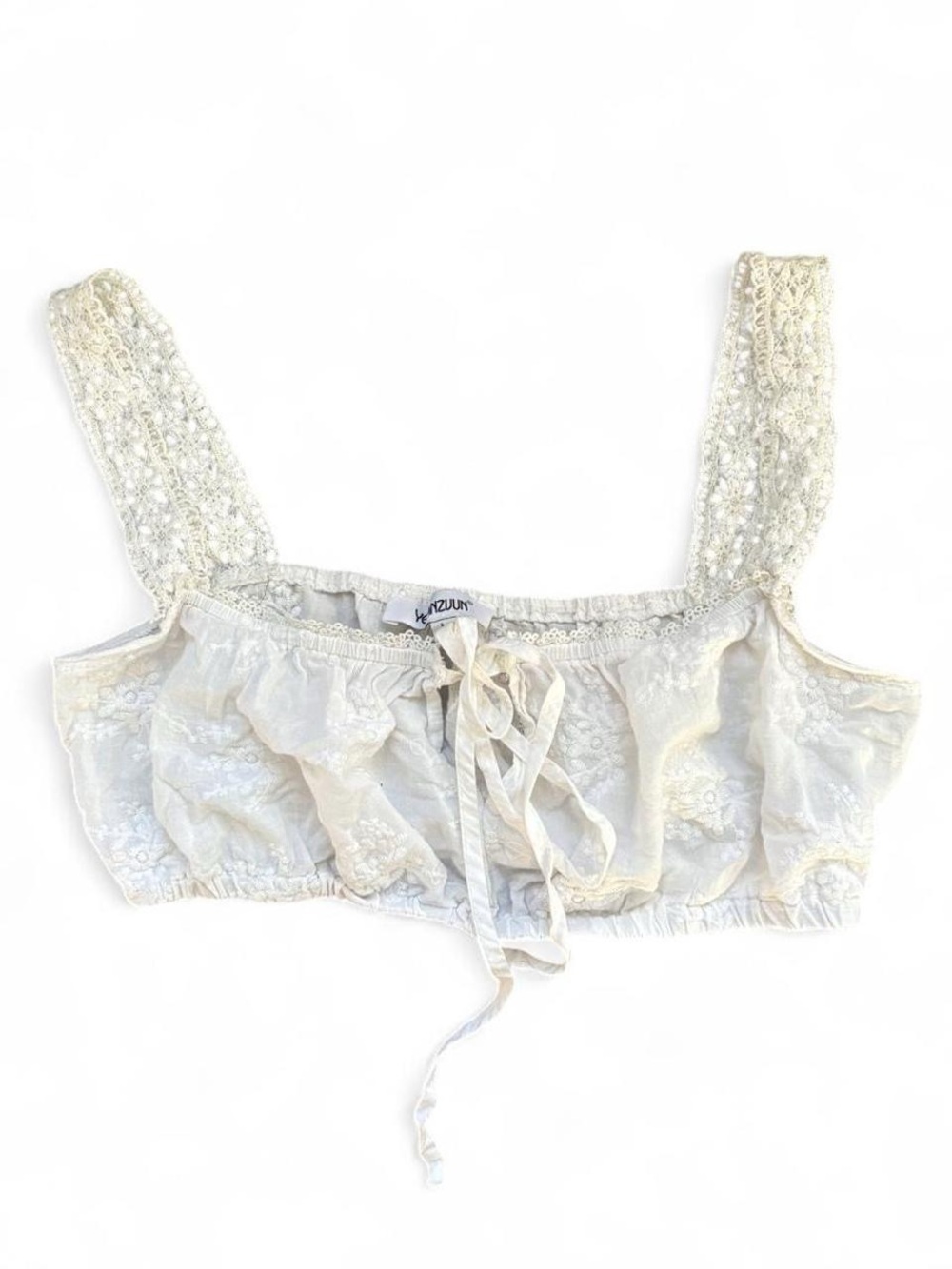 Lace-Trim Ivory Crop Bralette